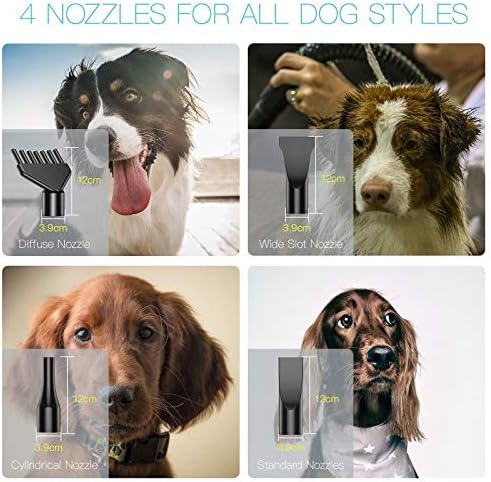 Burano Dog Dryer, High Velocity Pet Hair Dryer, 4.3HP Stepless Adjustable Speed Dog Hair Force Dryer for Dogs, Cats &amp; More, Powerful Pet Blower with Heater
