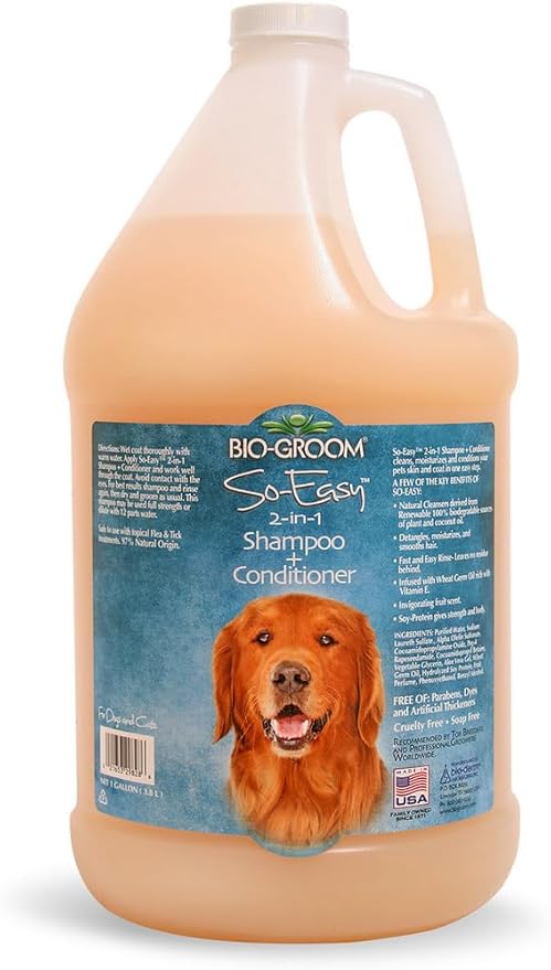 Bio-Groom So Easy 2 in 1 Shampoo &amp; Conditioner - Dog &amp; Puppy Shampoo and Conditioner Gallon, Detangling Dog Wash, Bulk Size for Grooming, Soap Free, 12:1 Concentration - Tropical Fruit Scent, 1 Gallon
