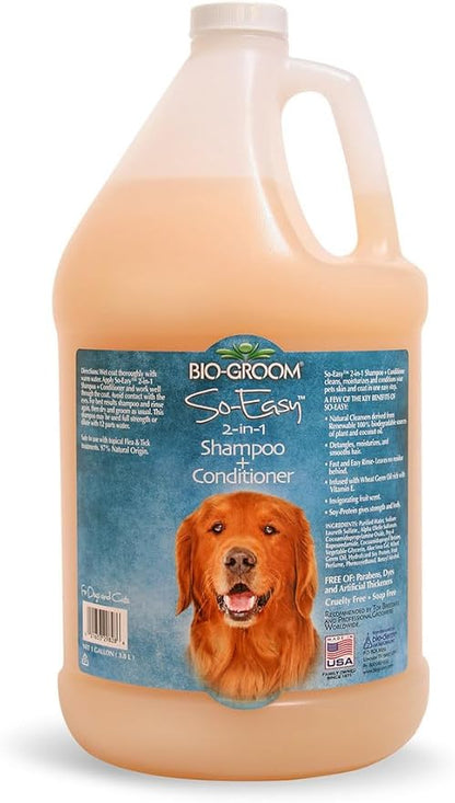 Bio-Groom So Easy 2 in 1 Shampoo &amp; Conditioner - Dog &amp; Puppy Shampoo and Conditioner Gallon, Detangling Dog Wash, Bulk Size for Grooming, Soap Free, 12:1 Concentration - Tropical Fruit Scent, 1 Gallon