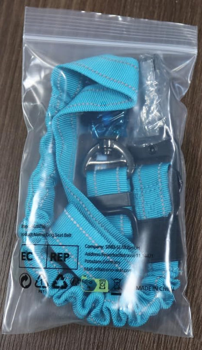 AUBELL Dog Seat Belt for Car,Updated 3-in-1 Adjustable Reflective Bungee Heavy Duty Dog Car Harness Tether with Clip Hook Latch &amp; Buckle,Swivel Zinc Alloy Carabiner,Blue