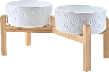SPUNKYJUNKY Elevated Dog Bowls Ceramic, 7.3&