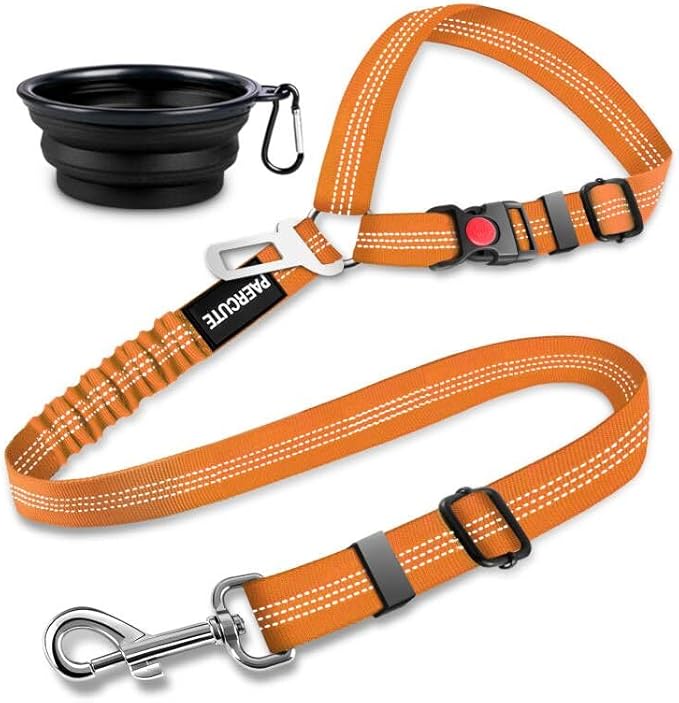 2 Piece Set Retractable Dog Car Seatbelts - Adjustable Pet Seat Belt for Vehicle Headrest Restraint - Heavy Duty &amp; Elastic &amp; Durable Car Harness