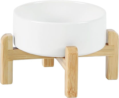 Ceramic Raised Dog and Cat Bowl Set, 2 Heights Elevated Stand, Food and Water Bowl for Small Breed Dogs, Cats, Kitty, Weighted Dog Dishes, Pet Bowls(5.1&