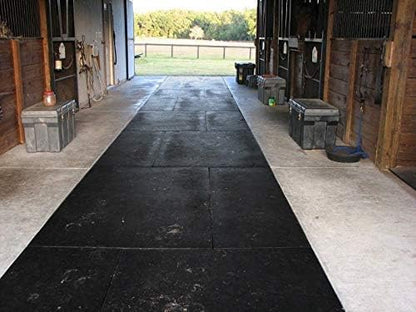 American Floor Mats - Heavy Duty Stall Tiles - Stable/Horse Tiles - Thick, Durable Rubber Flooring Solid Black 12&