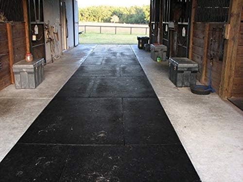 American Floor Tiles - Heavy Duty Stall Tiles - Stable/Horse Tiles - Thick, Durable Rubber Flooring Solid Black 12&