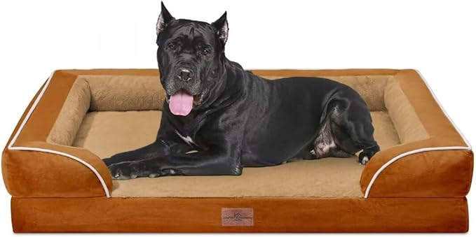 Comfort Expression Waterproof Dog Bed, XXL Dog Bed Orthopedic Foam, Waterproof Pet Sofa Couch with Washable Removable Cover &amp; Non-Slip Bottom(XX-Large,Caramel)