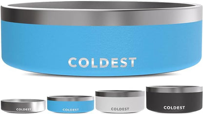 Coldest Dog Bowl - Anti Rust Metal, Non Slip, 3 Layers Insulated Stainless Steel Dog Bowls - Spill Proof &amp; Heavy Duty - Water Bowl for Dogs, Cats &amp; Pets, Dish Washer Safe (42 oz, Celestial Blue)