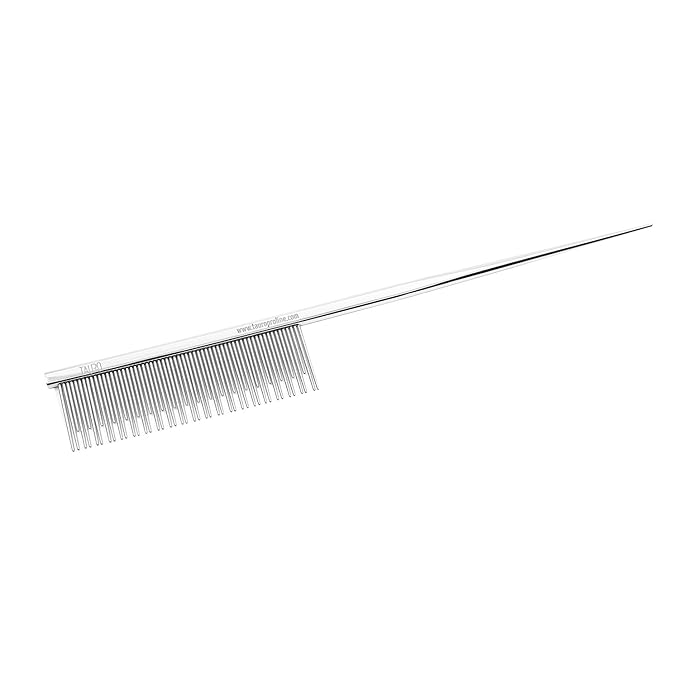 Tauro Pro Line Tail Comb for Dogs &amp; Cats – 7.6", Carding Comb, Dual Teeth with Rounded Tips, Ideal for Styling, Detangling &amp; Parting Fur
