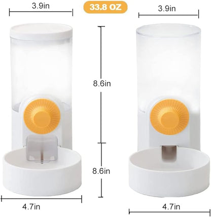 Pet Hanging Automatic Feeders Drinking Bowls 40oz, Auto Gravity Pet Feeding Water Set, Cage Pet Feeding Bowls Dispenser for Cats Dogs Puppy, Rabbit Hamsters Chinchilla Hedgehog (White-Water)