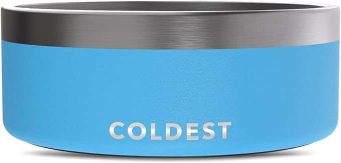 Coldest Dog Bowl - Anti Rust Metal, Non Slip, 3 Layers Insulated Stainless Steel Dog Bowls - Spill Proof &amp; Heavy Duty - Water Bowl for Dogs, Cats &amp; Pets, Dish Washer Safe (64 oz, Celestial Blue)