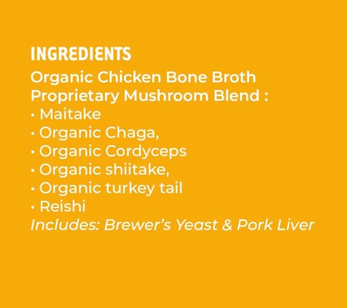 iHeartCats Bone Broth for Cats - Bone Broth &amp; Mushroom Gold Powder Supplement for Immune System Support, Improved Mobility &amp; Flexibility and Natural Detox - Turkey Tail Mushroom for Cats