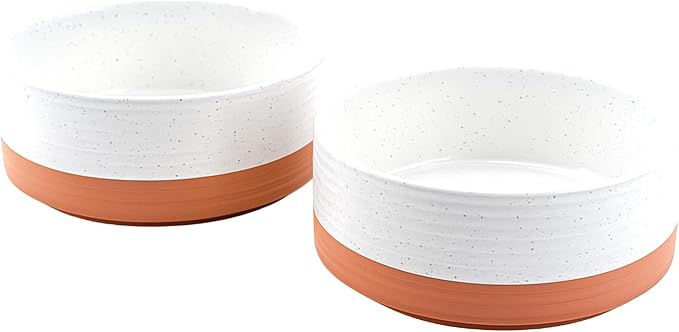 SPUNKYJUNKY Ceramic Dog and Cat Bowls 2 Pack, 6.1&