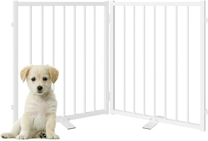 Full Metal Freestanding Dog Gate with Door, 24&