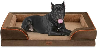 Comfort Expression XXL Orthopedic Dog Bed for Extra Large Dogs, Washable Dogs Sofa Bed, Waterproof Orthopedic Foam Dog Beds with Removable Cover &amp; Non-Slip Bottom(XX-Large,Brown)