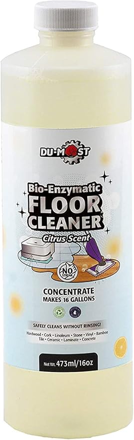 DU-MOST Enzymatic Floor Cleaner Concentrate (1 Oz Makes 1 Gal), No, Streak, No Rinsing, Kids &amp; Pets Safe, Hard Surface Floors, Citrus Scent, 16 Fl Oz