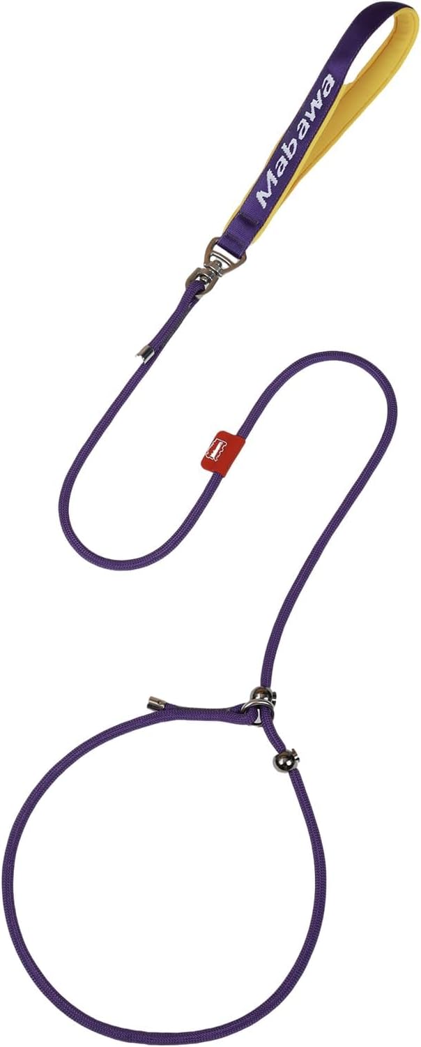 Dog Anti-Slip Leash 5FT with Metal Stopper - Durable No-Pull Training Lead for Small, Medium &amp; Large Dogs - Comfortable Handle Nylon Rope, Tangle-Free Pet Walking Leash (Purple, 5.6FT)
