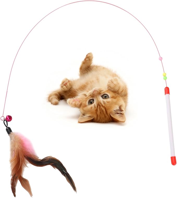 LUCKITTY Cat Tunnels Tube Toy with Plush Ball &amp; Cat Wand Feather Toys-Portable Tattaff Waterproof Washable-Interesting Geometric Pattern Collapsible-3 Way Black Rainbow