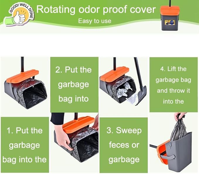 Dog Pooper Scooper with Rotating Bucket &amp; Rake – 46” Adjustable Long Handle Includes 85 Waste Bags – Heavy Duty Poop Scooper for Large Medium &amp; Small Dogs – Yard Lawn Gravel &amp; Dirt Cleanup