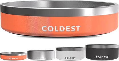 Coldest Dog Bowl - Anti Rust Metal, Non Slip, 3 Layers Insulated Stainless Steel Dog Bowls - Spill Proof &amp; Heavy Duty - Water Bowl for Dogs, Cats &amp; Pets, Dish Washer Safe (21 oz, Mars Red Glitter)