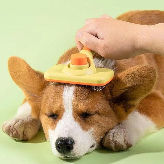 Self‑Cleaning Pet Grooming Brush for Dogs &amp; Cats – One‑Click Fur Release, Soft Rounded Bristles Massage, Ergonomic Non‑Slip TPR Handle, Safe Deshedding Tool for All Hair Types