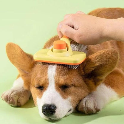 Self‑Cleaning Pet Grooming Brush for Dogs &amp; Cats – One‑Click Fur Release, Soft Rounded Bristles Massage, Ergonomic Non‑Slip TPR Handle, Safe Deshedding Tool for All Hair Types