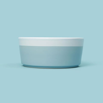 Waggo Dipper Ceramic Dog Bowl for Small and Large Breeds - Heavyweight and Durable Pet Food and Water Dish Crock, Dishwasher Safe, Modern (Cloud, Small)