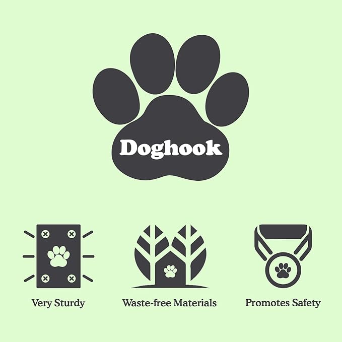 Canine Hitch- Secure Dog Leash Parking Wall Slim Hook with Clip 2 Pack - Tie Out Stainless Steel &amp; ABS Mounting Plate for Strength - Practical Lead Management for Home &amp; Business