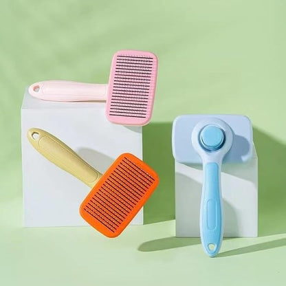 Self‑Cleaning Pet Grooming Brush for Dogs &amp; Cats – One‑Click Fur Release, Soft Rounded Bristles Massage, Ergonomic Non‑Slip TPR Handle, Safe Deshedding Tool for All Hair Types