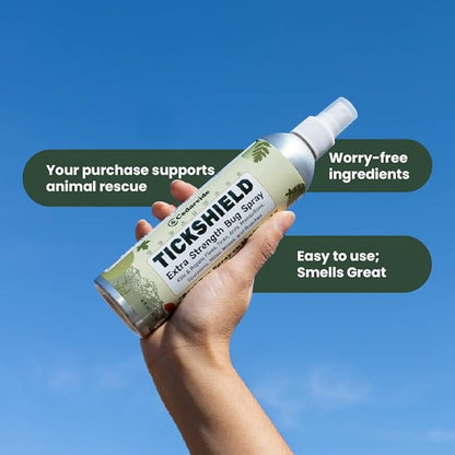 Cedarcide Extra- Strength Tickshield | Deep Woods Cedar Oil Tick &amp; Mosquito Repellent Spray Kills &amp; Repels Ticks, Fleas, Chiggers and Mosquitoes| For People &amp; Pets | Natural Essential Oils | 4 Oz
