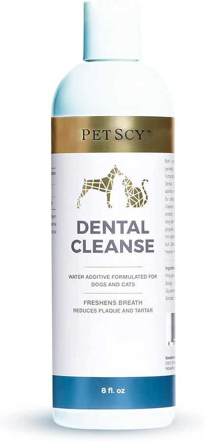 Petscy - Dental Cleanse, All-Natural Cat &amp; Dog Tartar Remover for Teeth, Cat &amp; Dog Water Additive for Dental Care, Suitable for All Ages, Breeds &amp; Sizes, 8 Oz