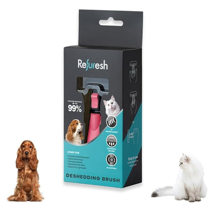 Deshedding Dog Brush for Long Hair (Small,Pink) – Gentle Deshedding tool for Dogs &amp; Cats – Reduces shedding, without damaging topcoat. Removes Loose Fur &amp; Dead Undercoat.