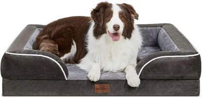 Comfort Expression Waterproof Orthopedic Foam Dog Beds for Large Dogs, Dog Beds Sofa Comfy Pet Bed with Washable Removable Cover &amp; Non-Slip Bottom(Large,Dark Green)