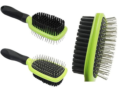H&amp;H Pets 2-in-1 Grooming Brush for Dogs &amp; Cats - Pin Slicker and Bristle Brush Combo, Perfect for Pet Hair Grooming