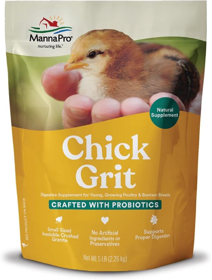 Manna Pro Chick Grit Digestive Supplement for Young Growing Poultry &amp; Bantam Breeds, No Artificial Ingredients or Preservatives, Natural Supplement with Insoluble Crushed Granite, 5 lbs
