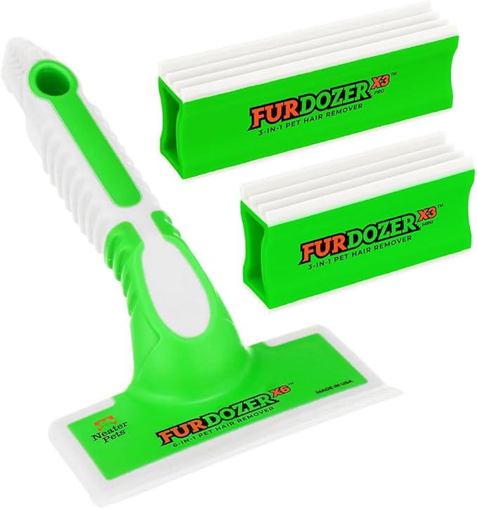 FurDozer X6 &amp; X3 Pet Hair Remover &amp; Auto Detailing Tool Bundle - Cat &amp; Dog Hair Remover for Carpets, Car Interiors, Couches, Bedding, &amp; Furniture - Reusable Pet Hair Removal Tool for Fur &amp; Lint