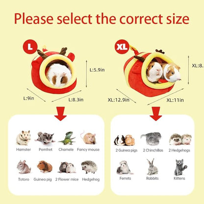 Guinea Pig Bed House &amp; Hideout for Rat Bearded Dragon Hedgehog Ferret to Sleep and Hide, Guinea Pig Cage Accessories Habitat Décor (Large, 6.Christmas fire Dragon)