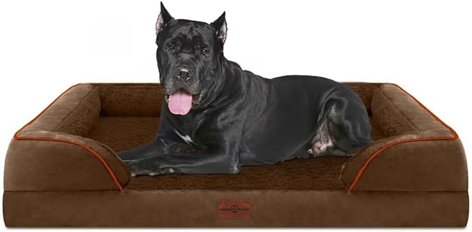 Comfort Expression XXL Orthopedic Dog Beds Waterproof, Orthopedic Foam Dogs Beds for Extra Large Dogs, Washable Dog Sofa Bed with Removable Cover &amp; Non-Slip Bottom(XX-Large,Chocolate Brown)