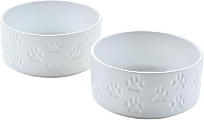 SPUNKYJUNKY Ceramic Dog and Cat Bowls 2 Pack, 5.1&