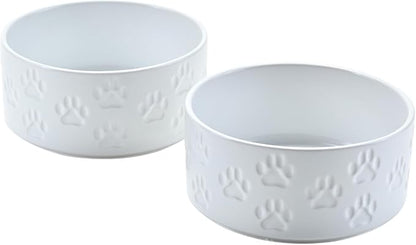 SPUNKYJUNKY Ceramic Dog and Cat Bowls 2 Pack, 5.1&