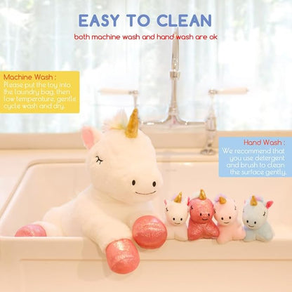 5 Pieces Unicorn Toys Stuffed Animals for Girls, 1 Mommy Unicorn with 4 Babies, Soft Plush Unicorn Toys Gifts for Girls 3 4 5 6 7 8 9 Years, Kids, Children, Christmas, Birthday, Valentine&