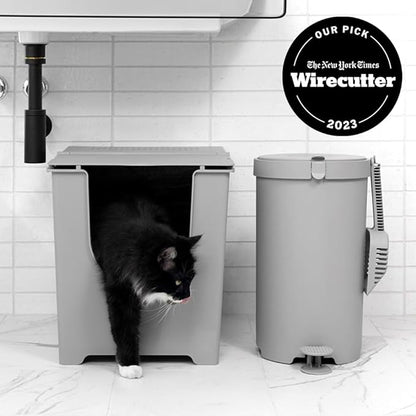 Modkat® Flip Litter Box, Front-Entry, Full Height Seamless Base, Reusable Litter Liner, Sifting Litter Scoop, 2X Bamboo Charcoal Filters