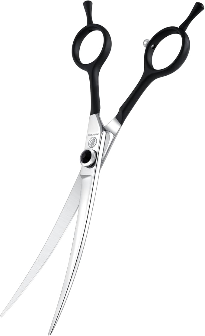 Dragon Creek 7" Upward Curved Dog Grooming Scissors - Safety Shears for Face &amp; Paws Trimming - Black