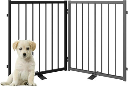 Full Metal Freestanding Dog Gate with Door, 24&