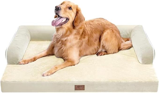 Large Dog Bed Orthopedic Washable: Extra Large Big Dog Bed with Removable Bolster &amp; Memory Foam Couch Sofa - Waterproof Washable with Cover