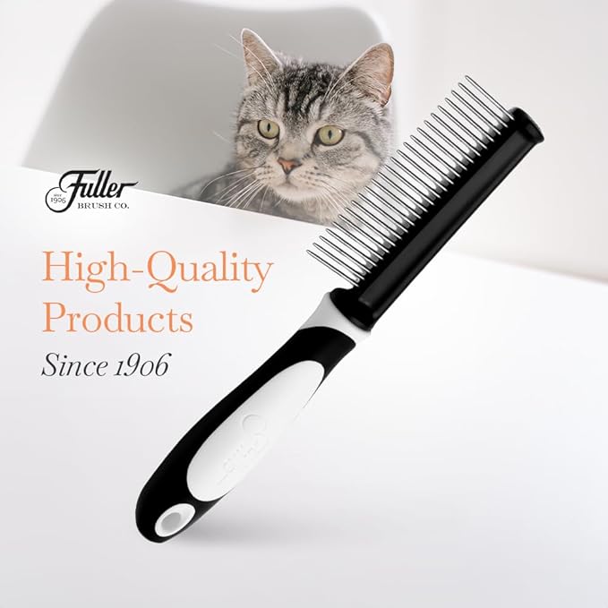 Fuller Brush Single-Sided Pet Comb - 25 Rust-Resistant Stainless Steel Pins - Ergonomic Rubberized Easy Grip Handle - Remove Tangles, Mats &amp; Reduce Loose Hair - Tool for Grooming Dogs &amp; Cats