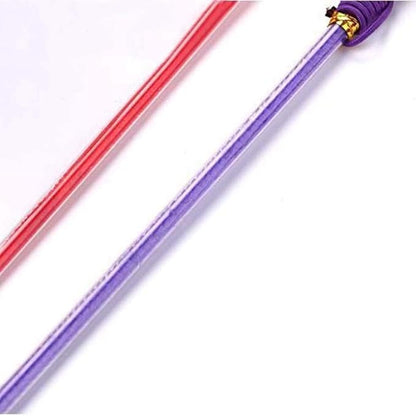 Purple Cat Teasing Stick Toy - Interactive Stick with Sparkly Feather Boa &amp; Crinkle Ball for Indoor Cat Training &amp; Fun