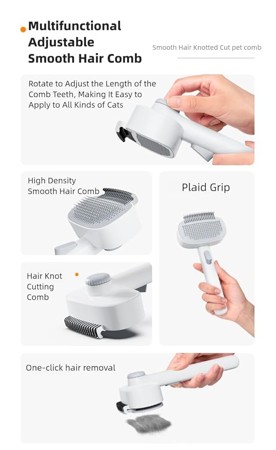 Adjustable Comb for Cats &amp; Dogs: 2-in-1 Deshedding Brush with Hair Removal Board, Dematting Tool for Long/Short Hair - Undercoat Rake &amp; Smooth Grooming Comb