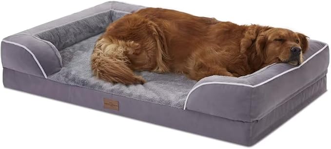 Comfort Expression Waterproof XL Dog Bed Orthopedic Foam Dogs Beds, Extra Large Dogs Bed with Bolster, Washable Dog Sofa Pet Beds with Removable Cover &amp; Non-Slip Bottom(X-Large,Purple)