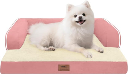 Small Dog Bed Orthopedic Washable Cat Bed Memory Foam Couch Sofa Comfy Pet Beds with Waterproof Removable Cover &amp; Non-Slip Bottom