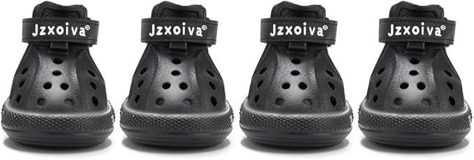 JZXOIVA Dog Shoes for Hot Pavement, Dog Booties for Medium Dogs, Breathable Dog Boots &amp; Paw Protectors, Adjustable Non-Slip Dog Rain Booties, Waterproof Pets Sandals for Beach Black Size 5